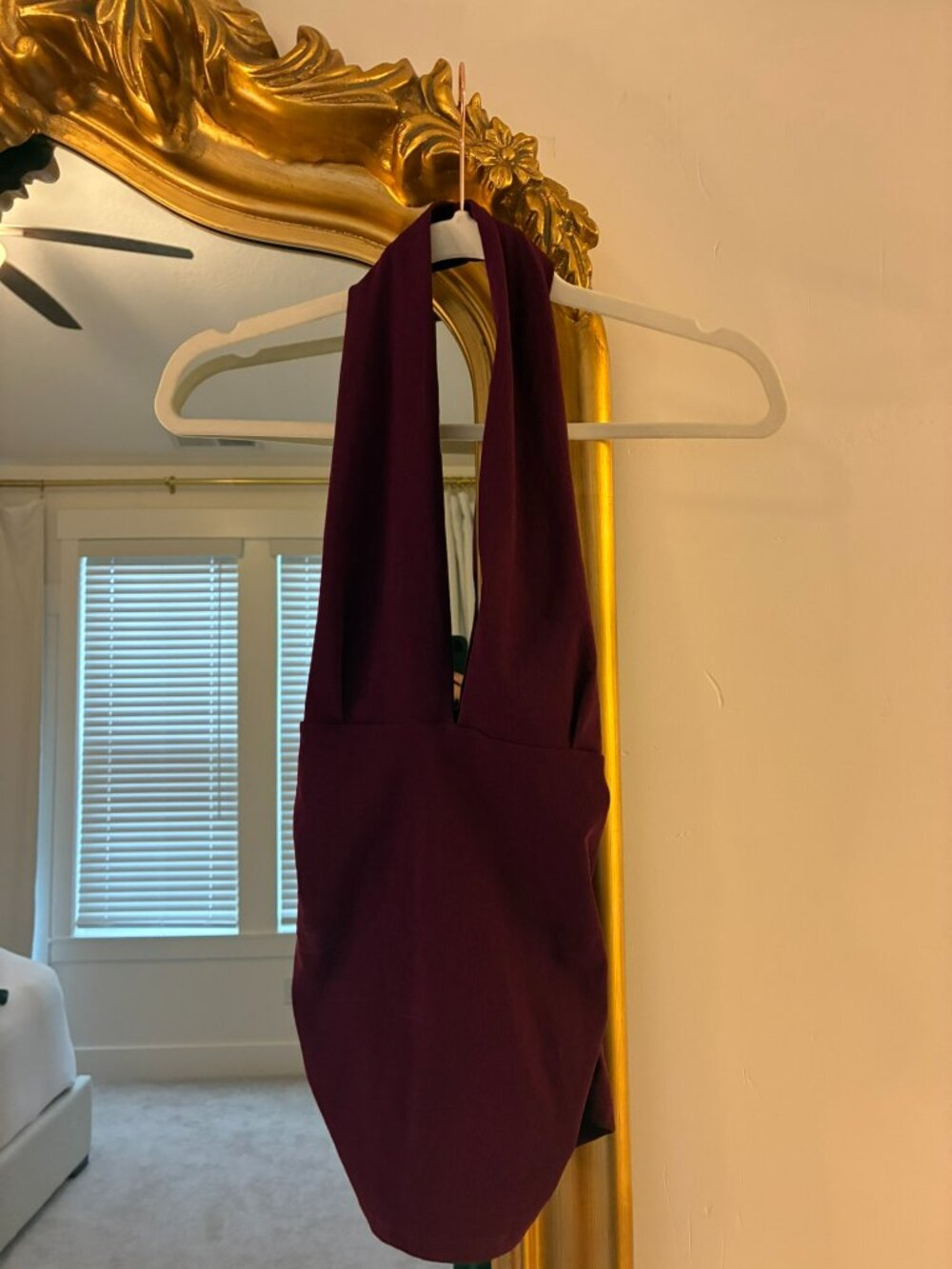 Zara Plum Halter Ruched Open Back Top M